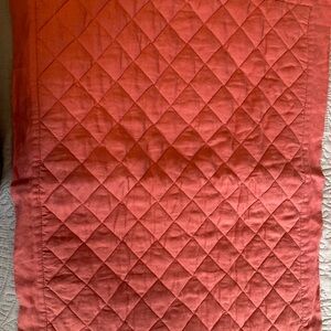 1 Pottery Barn Belgian Flax Linen Diamond Quilted Pillow Sham Terra Cotta